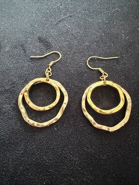Gold &Silver Double Hoop Dangle Earrings - Women Jewelry